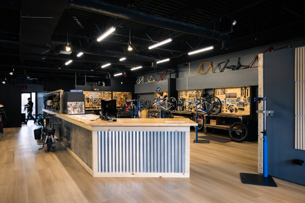 Interior of Biked's bike shop in West Michigan